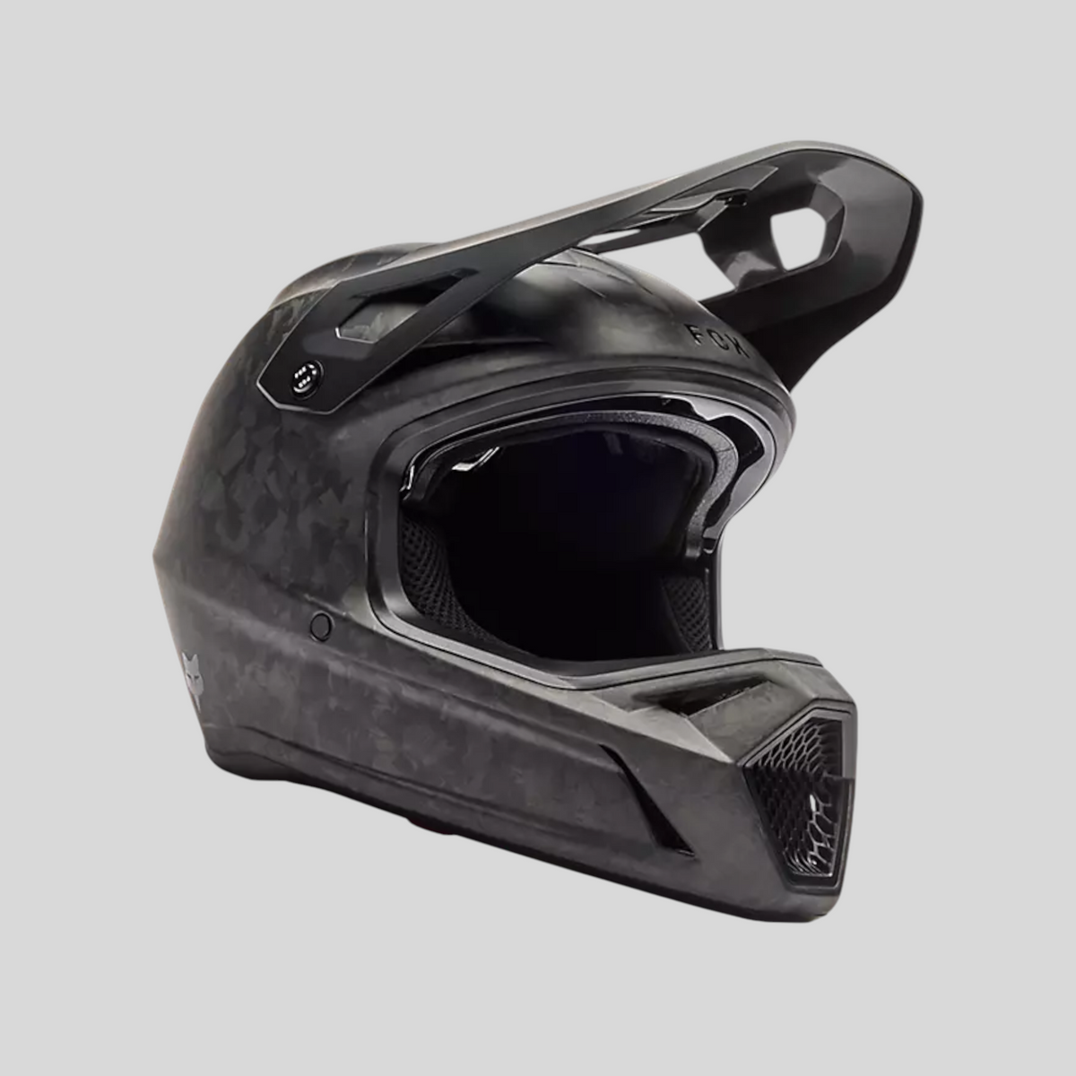 Casco de descenso MZ Bikes Fox Racing Rampage RS en fibra de carbono color negro mate con visera ajustable