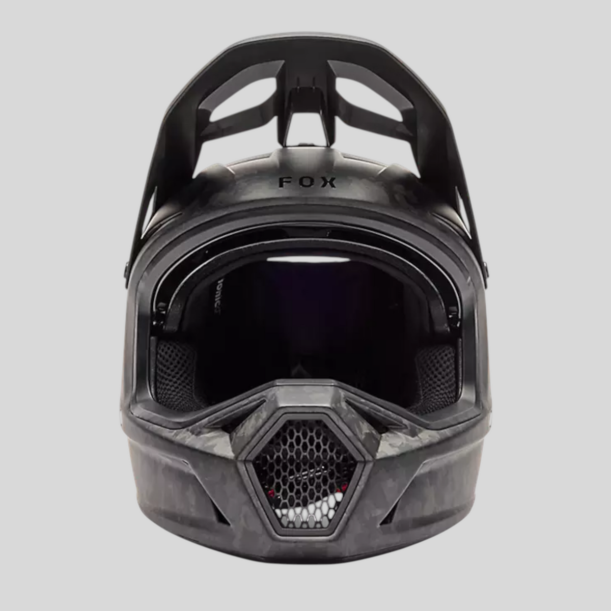 Casco de descenso MZ Bikes Fox Racing Rampage RS en color negro mate con estructura de fibra de carbono