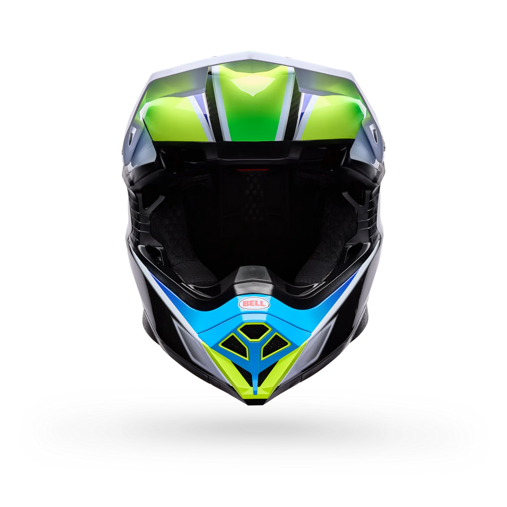 Casco Moto Bell Moto-10 Spherical Grid Blanco/Azul