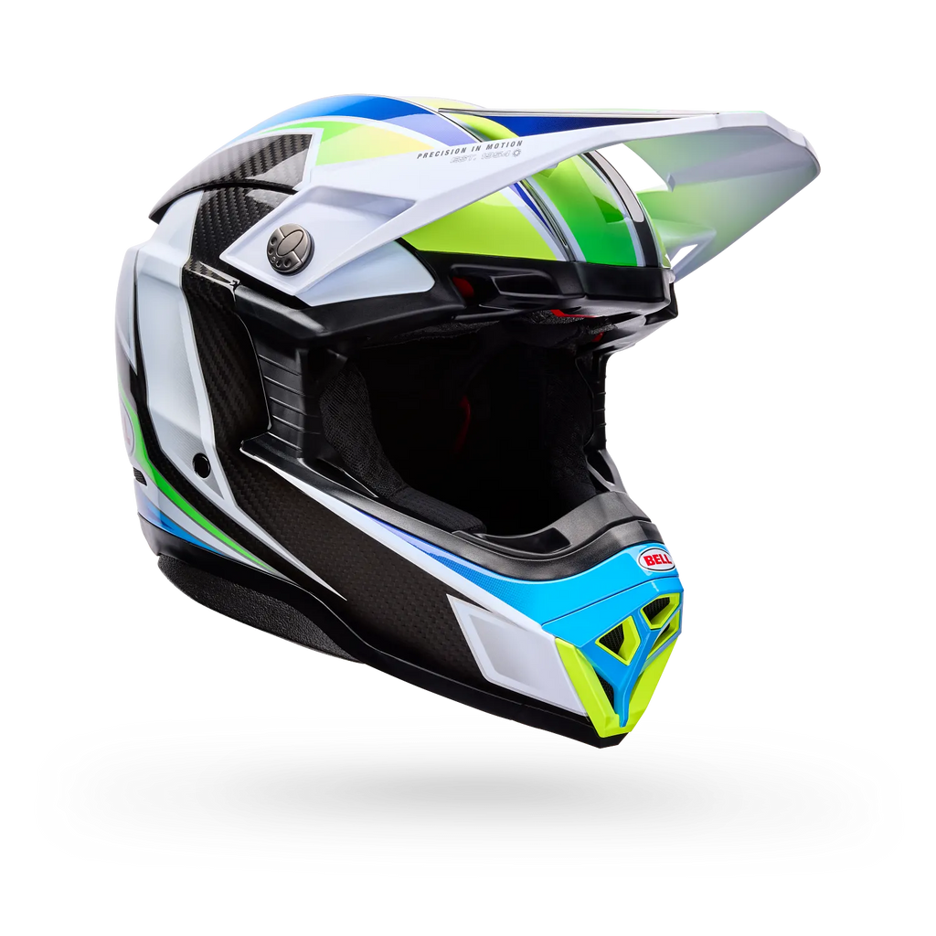 Casco Moto Bell Moto-10 Spherical Grid Blanco/Azul