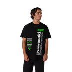 Polera Fox Racing Kawi 195 Original Tee negra, detalle gráfica Kawasaki