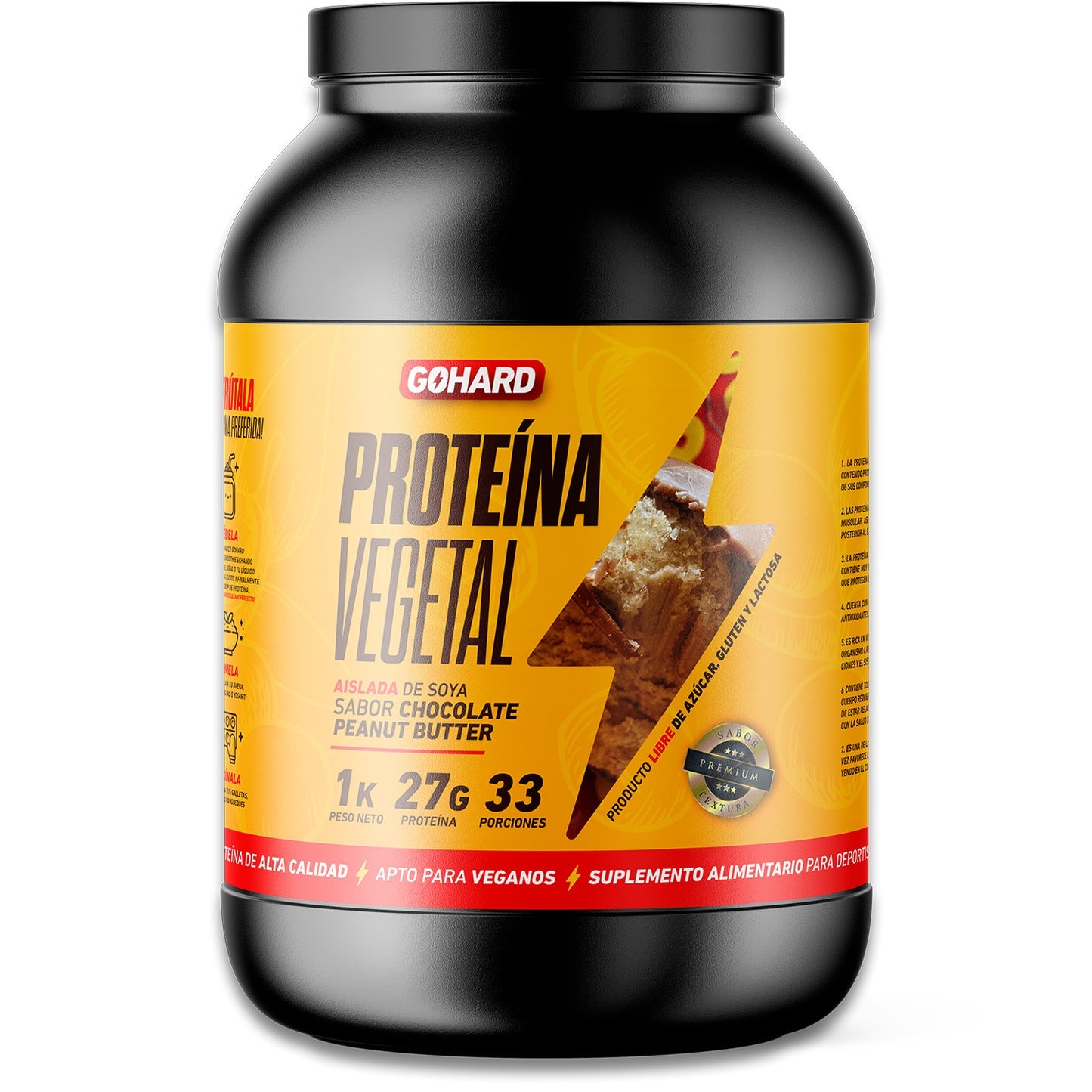Proteína Vegetal Sabor Chocolate Peanut Butter - Aislada de Soya 27g Isolate Vegan GoHard