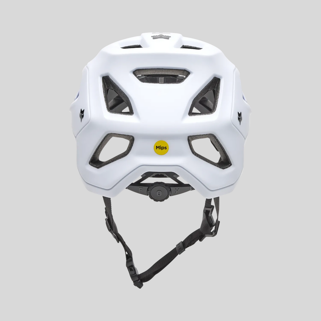 Casco de ciclismo MZ Bikes FOX Speedframe Mips en color blanco con sistema de ajuste trasero y ventilación optimizada