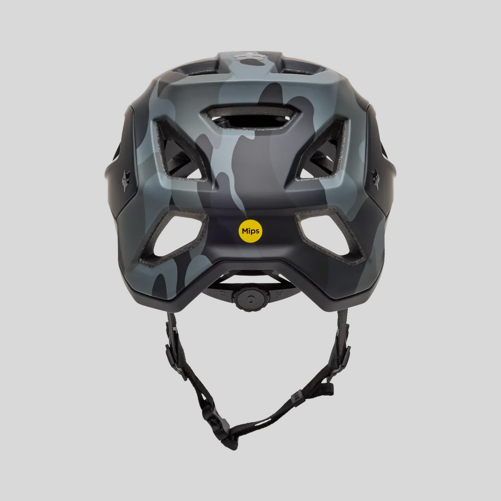 Casco de bicicleta MZ Bikes FOX Speedframe Mips con estampado de camuflaje negro y gris y sistema de protección Mips