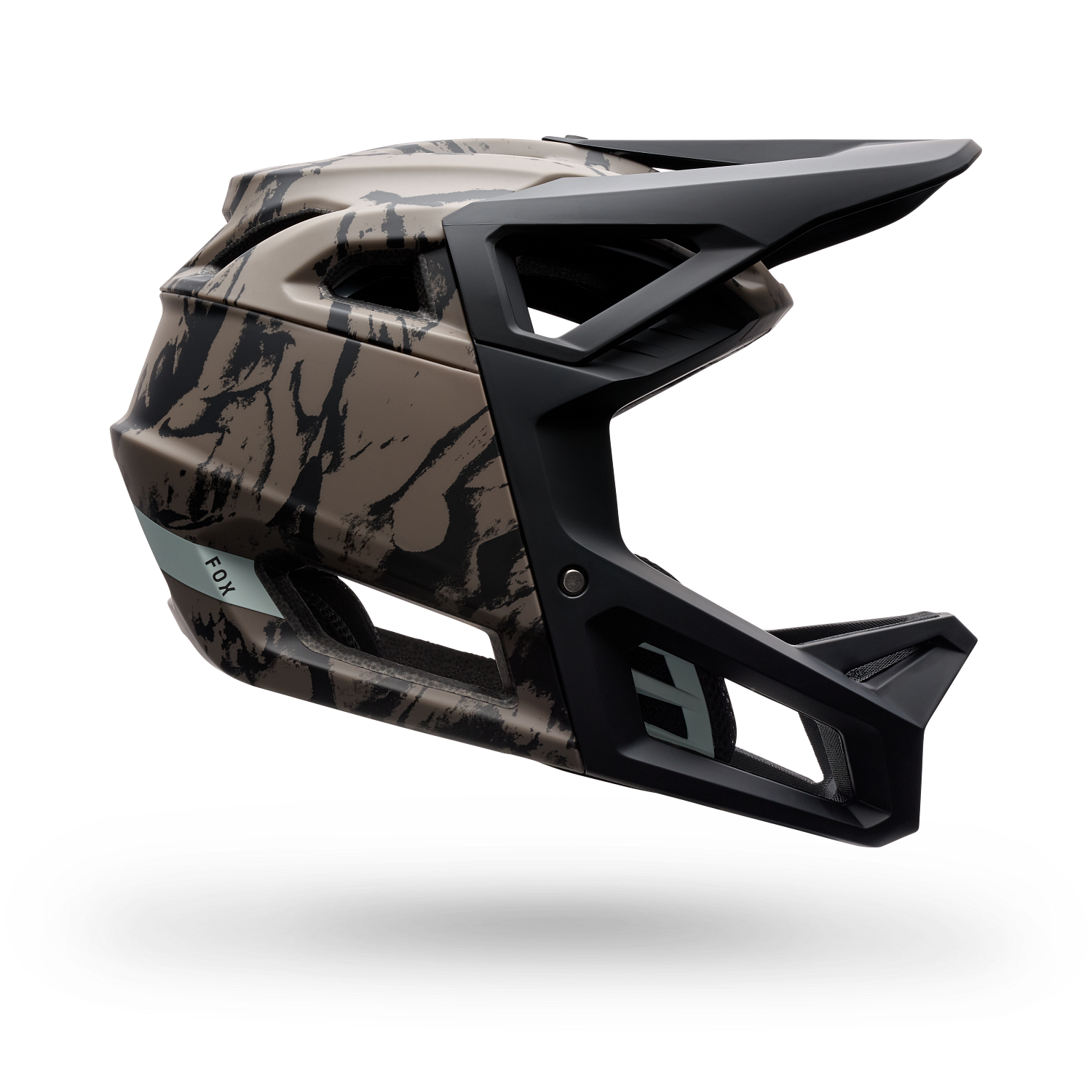 Casco Niño FOX New Proframe Thrive color Cafe Nuez, vista lateral