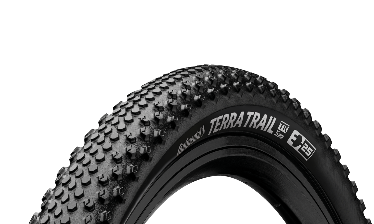 Neumático Continental Terra Trail Shieldwall SL 700x45C negro, vista del labrado gravel
