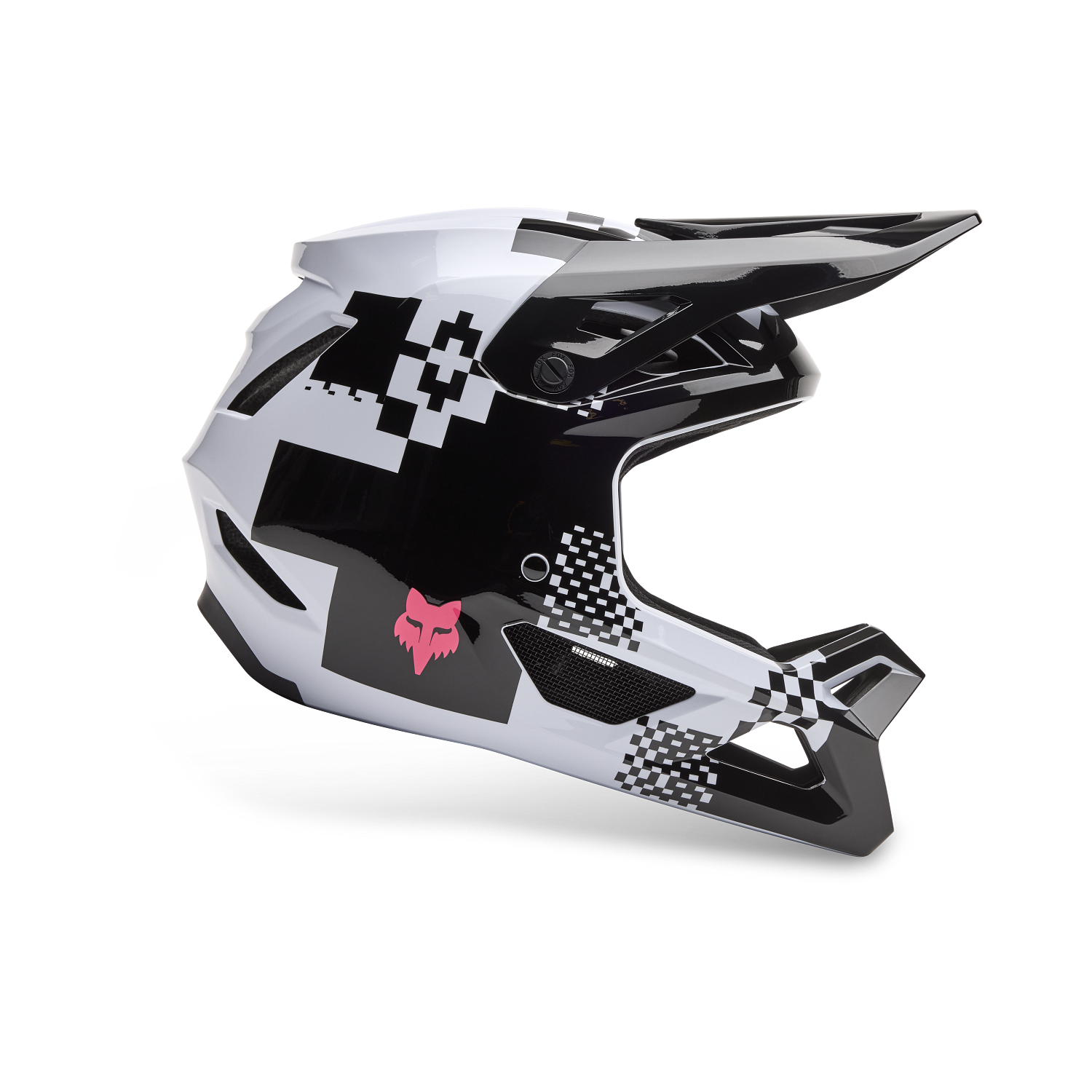 Casco FOX New Rampage Digi Image color Negro y Blanco, vista lateral